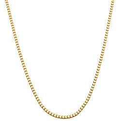 Miabella 18K Gold Over Sterling Silver Italian 1.6mm 2.2mm Square Venetian Mirror Box Link Chain Necklace for Men Women, 16, 18, 20, 22, 24, 26, 30 Inch Made in Italy