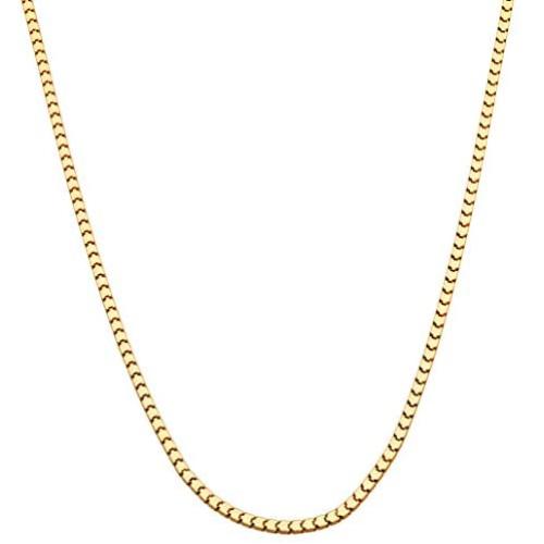 Miabella 18K Gold Over Sterling Silver Italian 1.6mm 2.2mm Square Venetian Mirror Box Link Chain Necklace for Men Women, 16, 18, 20, 22, 24, 26, 30 Inch Made in Italy