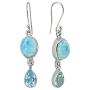 YoTreasure 1.81'' Larimar Blue Topaz Solid 925 Sterling Silver Dangle Earrings