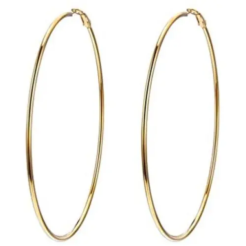 100mm100mm Oversize Hoop Earrings for Women, Black/18K Gold Plated Stainless Steel Big Hoop Earrings Hypoallergenic, Statement Jewelry, Gift for Her 100mm100mm Oversize Hoop Earrings for Women, Black/18K Gold Plated Stainless Steel Big Hoop Earrings Hypoallergenic, Statement Jewelry, Gift for Her
