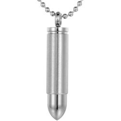 Valyria Memorial Jewelry Mens Stainless Steel Waterproof Bullet Urn Pendant Necklace