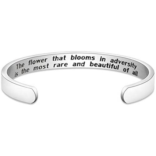 Mulan Quote Cuff Bracelet The Flower That Blooms In Adversity Is The Most Rare And Beautiful Of All Princess Bracelet Jewelry