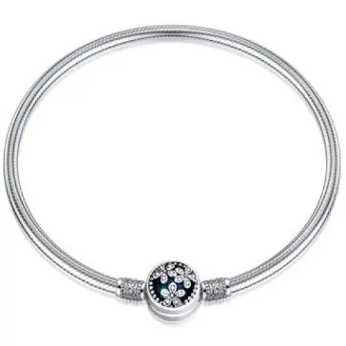 LONAGO Jewelry Moments Daisy Flower Snake Chain Charm 925 Sterling Silver Blue Crystal Bracelet Fit Pandora Charm Birthday Gift for Women Mom LONAGO Jewelry Moments Daisy Flower Snake Chain Charm 925 Sterling Silver Blue Crystal Bracelet Fit Pandora Charm Birthday Gift for Women Mom