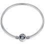 LONAGO Jewelry Moments Daisy Flower Snake Chain Charm 925 Sterling Silver Blue Crystal Bracelet Fit Pandora Charm Birthday Gift for Women Mom