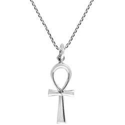 AeraVida Eternity Egyptian ANKH Cross .925 Sterling Silver Pendant Necklace