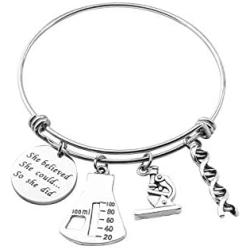 ENSIANTH Biology Chemistry Bracelet Gift for Science Graduation Microscope Charms Bangle