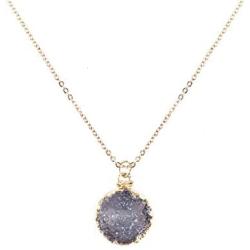 NTLX Gold Plated Pendant Necklace for Women – Stylish Gold Design – Druzy Pendant Necklace – Great Gift