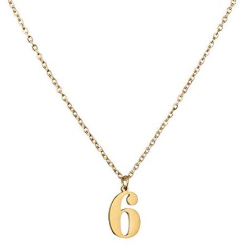 Baffaricco Number Initial Necklace for Women Girls Stainless Steel 0-9 Charm Pendent Necklace with Chain Gold Plated Lucky Necklace