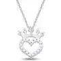 Jewel Zone US Heart Crown Pendant Necklace 14K White Gold Over Sterling Silver