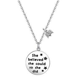 FUSTMW Book Lover Gift Reader Gifts She Believed She Could Necklace Writers Jewelry Bibliophile Gift Librarian Gift Bookworm Gift