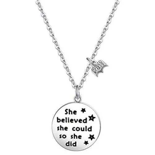 FUSTMW Book Lover Gift Reader Gifts She Believed She Could Necklace Writers Jewelry Bibliophile Gift Librarian Gift Bookworm Gift FUSTMW Book Lover Gift Reader Gifts She Believed She Could Necklace Writers Jewelry Bibliophile Gift Librarian Gift Bookworm Gift