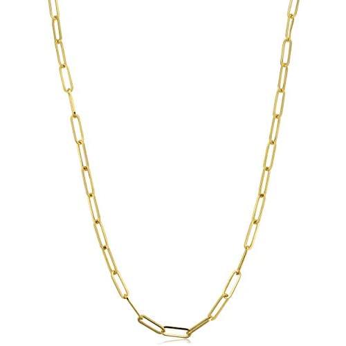 KoolJewelry 14k Yellow Gold 3.2 mm Polished Capsule Paperclip Chain Necklace (18, 20, 24, 30 or 36 inch)