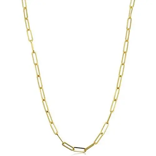 14k Yellow Gold Paperclip Chain Necklace, 3mm 14k Yellow Gold Paperclip Chain Necklace, 3mm
