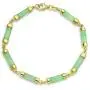 Asian Style Green Dyed Jade Bar Link Bracelet For Women 14K Gold Plated 925 Sterling Silver Asian Style Green Dyed Jade Bar Link Bracelet For Women 14K Gold Plated 925 Sterling Silver