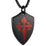 HZMAN Knights Templar Red St. James Cross Shield Stainless Steel Pendant Necklace with 22+2 inch Chain