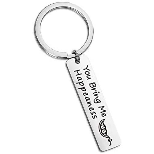 SIDIMELO Couple Keychain Two Peas in A Pod Jewelry Pea Pod Keyring You Bring Me Happeaness Wedding for Couple