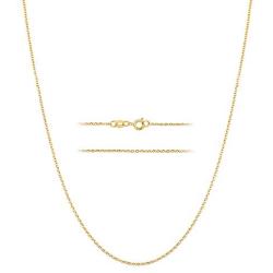 BEBEWO 14K Yellow Gold 1mm, 1.35mm Cable Chain Necklace for Women, Solid Gold Spring Clasp O Cable Chain Necklace 16inch-24inch
