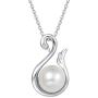 FANCIME Pearl Necklace 9-10mm Genuine Freshwater Pearl in Sterling Silver Birthstone Necklace for Women Heart Necklace June Birthstone Fine Jewelry for Women