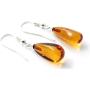 Baltic Amber Earrings For Women with Silver - Drop Dangle - Drop Shape - TipTopEco (Cognac)