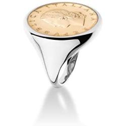 Miabella 925 Sterling Silver Genuine Italian 20-Lira Coin Ring for Women Made in Italy