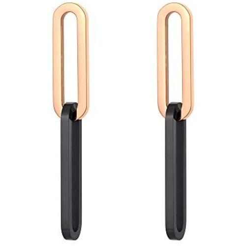 Hyperbole Stainless Steel Rose Gold Geometric Big Chain & Link Earrings Bohemia Style Creative Jewelry For Women