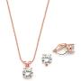 Mariell 14K Rose Gold Cubic Zirconia Jewelry Set - 2cwt Round Pendant with Matching Clip-On Earrings