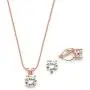 Mariell 14K Rose Gold Cubic Zirconia Jewelry Set - 2cwt Round Pendant with Matching Clip-On Earrings Mariell 14K Rose Gold Cubic Zirconia Jewelry Set - 2cwt Round Pendant with Matching Clip-On Earrings