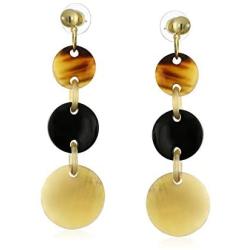 Boho Fashion Geometric Hand Made Natural Organic Buffalo Horn Dangle Round Disc Triple Coin Drop Earrings For Women Teen