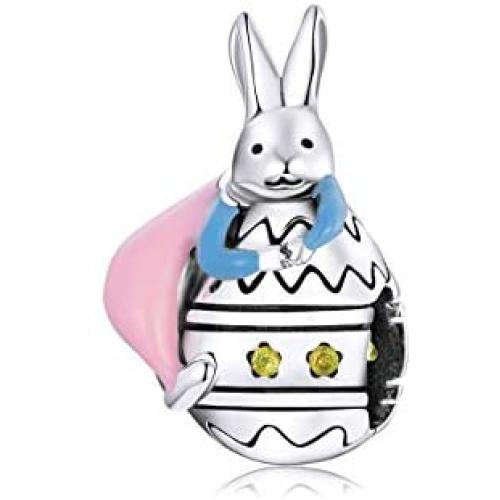 BAMOER 925 Sterling Silver Easter Eggs Charms Bead Fits Pandora Bracelets & Necklace