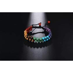 XIANNVXI 7 Chakra Yoga Meditation Bracelet Reiki Healing Crystal Stone Braided Bracelet Double Layer Natural Gemstone Beads Bracelets for Women Men