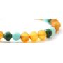 TipTopEco Amber Stretch Bracelet with Semi Precious Stones - for Adults (Men and Women) - 7 Inches Long - Raw Cognac Beads