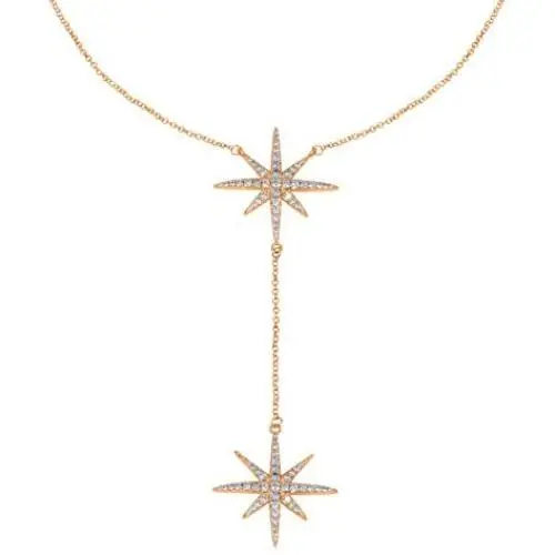 Savlano 14K Gold Plated Cubic Zirconia Round Cut Starburst 18 Inches Pendant Chain Necklace for Women & Girls Savlano 14K Gold Plated Cubic Zirconia Round Cut Starburst 18 Inches Pendant Chain Necklace for Women & Girls