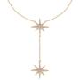 Savlano 14K Gold Plated Cubic Zirconia Round Cut Starburst 18 Inches Pendant Chain Necklace for Women & Girls