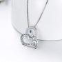AOBOCO 925 Sterling Silver Elephant Mother Daughter Love Heart Pendant Necklace with Austrian Crystal