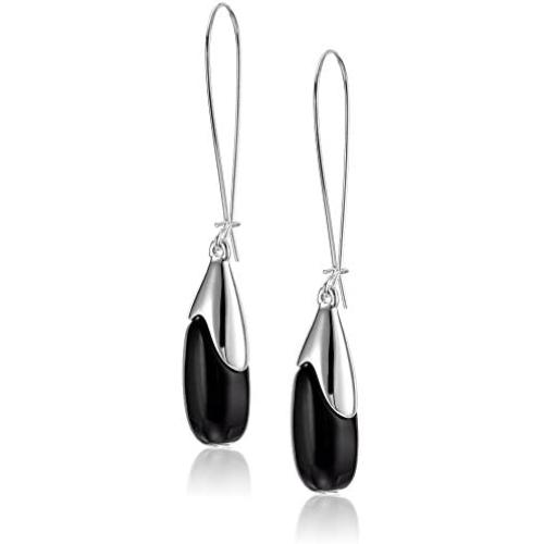 Robert Lee Morris Womens Black Bead Long Drop Earrings