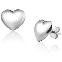 Big Apple Hoops - High Polished Sterling Silver Stylish Hollow Puffed Heart Shaped Stud Earrings Made from Solid 925 Sterling Silver in Rose Gold Polish Fashion Gift for Men, Teens, Women