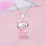 Hello Kitty Necklace,UUONLY Kitty Cat Necklace-Pink Cat Pendant Necklace Silver Plated Cute Cat Pendant Necklace for Women, Birthday Gift for Hello Kitty Fans, 17.71 ''