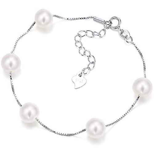 HXZZ Fine Jewelry Women Gifts Freshwater Cultured White Pearl Bracelet and Necklace 925 Sterling Silver