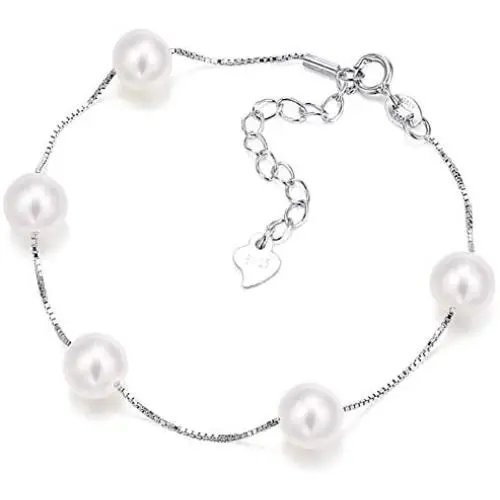 HXZZ Fine Jewelry Women Gifts Freshwater Cultured White Pearl Bracelet and Necklace 925 Sterling Silver HXZZ Fine Jewelry Women Gifts Freshwater Cultured White Pearl Bracelet and Necklace 925 Sterling Silver