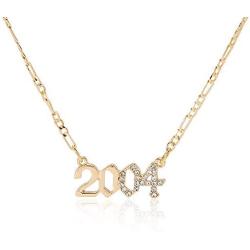 ZMNNOPPAB Birth Year Number Necklace, Crystal Pendant Necklace for Women, Girls Birthday Gift Anniversary Date Friendship Jewelry,18K Gold Plated,1996-2005