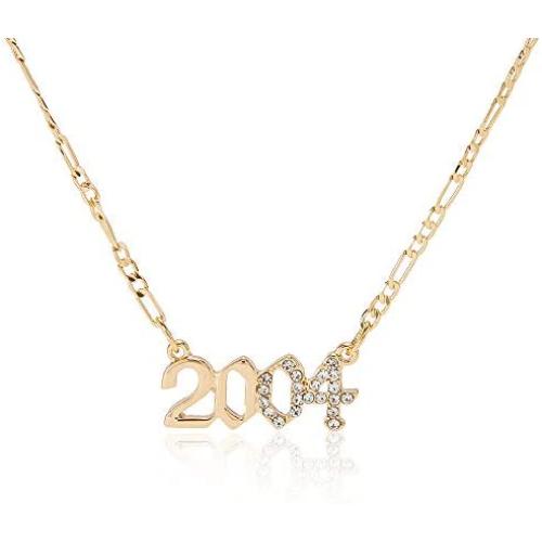 ZMNNOPPAB Birth Year Number Necklace, Crystal Pendant Necklace for Women, Girls Birthday Gift Anniversary Date Friendship Jewelry,18K Gold Plated,1996-2005