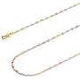 Wellingsale 14k Tri 3 Color Gold Polished Solid 1.5mm Stamp Mirror Star Diamond Cut Chain Necklace