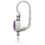 Sterling Silver Simulated Gemstone Oval Bezel-Set Bali Bead Leverback Drop Earrings