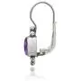 Sterling Silver Simulated Gemstone Oval Bezel-Set Bali Bead Leverback Drop Earrings Sterling Silver Simulated Gemstone Oval Bezel-Set Bali Bead Leverback Drop Earrings