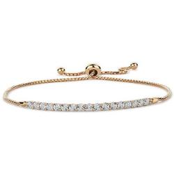 Tirafina Sterling Silver Diamond 1/10th CTTW Adjustable Bolo Bracelet, Easy-On Easy-Off, Wrist Size 6”, 7” and 8” Colors Silver, Rose Gold and Yellow Gold