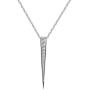 Rhodium Plated Sterling Silver Pave Vertical Bar Pendant Necklace 18 Inch
