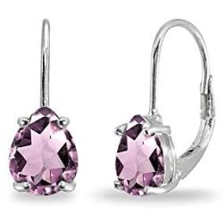 Sterling Silver Genuine, Simulated or Created Gemstone 7x5mm Teardrop Dainty Leverback Earrings