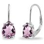Sterling Silver Genuine, Simulated or Created Gemstone 7x5mm Teardrop Dainty Leverback Earrings