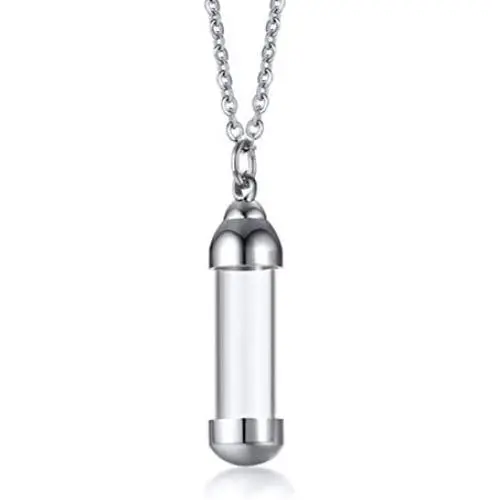 Cupimatch Glass Openable Perfume Container Vial Tube Necklace Chain, Stainless Steel Urn Keepsake Cremation Ashes Memorial Pendant Necklace Jewelry Cupimatch Glass Openable Perfume Container Vial Tube Necklace Chain, Stainless Steel Urn Keepsake Cremation Ashes Memorial Pendant Necklace Jewelry