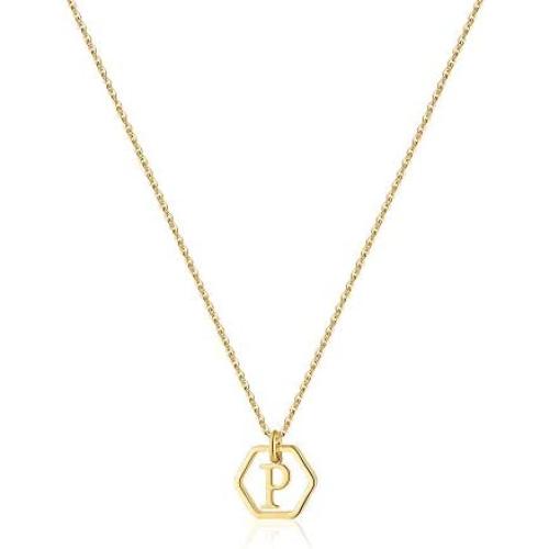 MONOZO Hexagon Initial Necklace for Women, 14k Gold Filled Letter Pendant Necklace Dainty Personalized Alphabet 26 Monogram Initial Necklace for Girls Jewelry Gifts